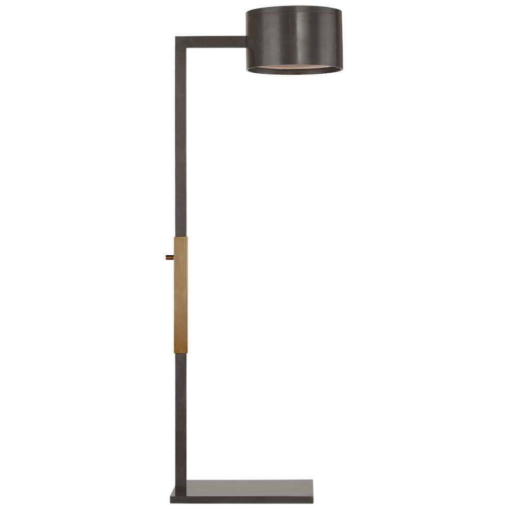 Visual Comfort Signature Collection Larchmont Floor Lamp in Bronze and Antique-Burnished Brass with Frosted Glass