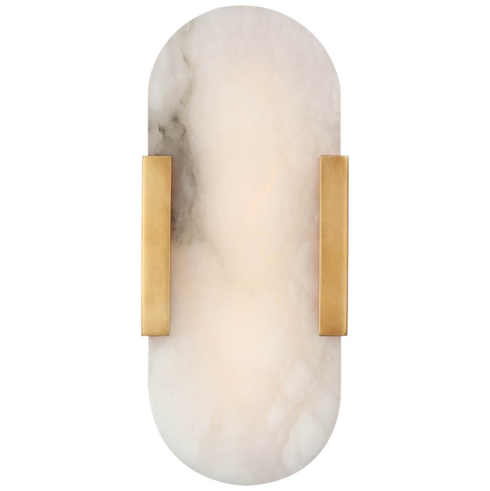 Visual Comfort Signature Collection Melange 10'' Elongated Sconce in Antique-Burnished Brass with Alabaster