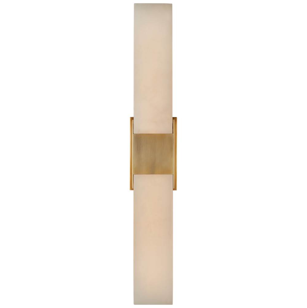 Visual Comfort Signature Collection Covet Double Box Sconce in Antique-Burnished Brass with Alabaster