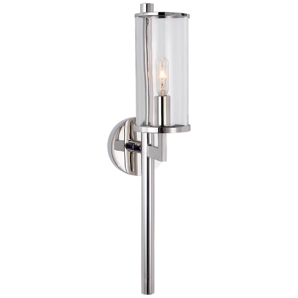 Visual Comfort Signature Collection Liaison Single Sconce in Polished Nickel with Clear Glass