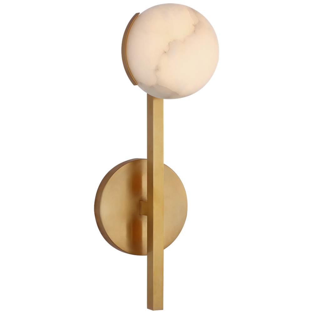 Visual Comfort Signature Collection Pedra Petite Tail Sconce in Antique-Burnished Brass with Alabaster