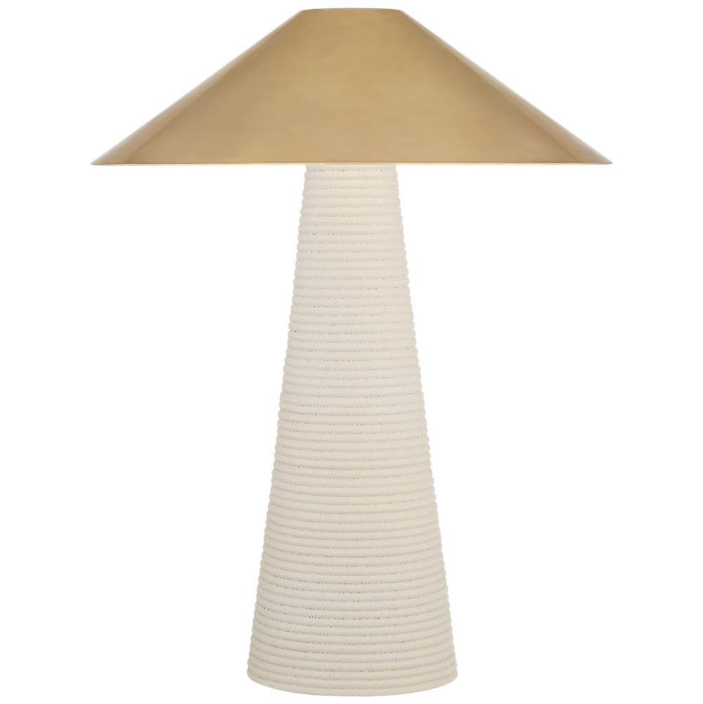 Visual Comfort Signature Collection Miramar Accent Lamp in Porous White with Antique-Burnished Brass Shade