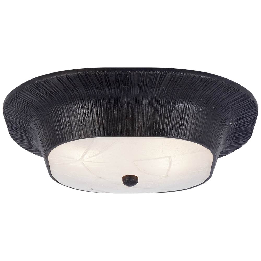 Visual Comfort Signature Collection Utopia Round Sconce in Aged Iron with Fractured Glass