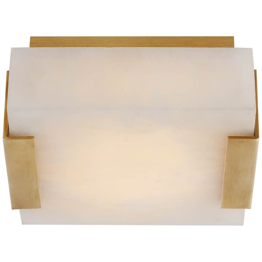 Visual Comfort Signature Collection Covet Low Clip Solitaire Flush Mount in Antique-Burnished Brass with Alabaster