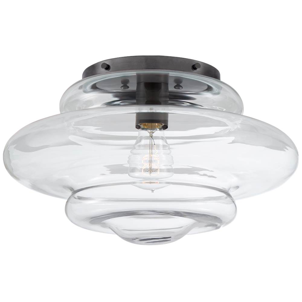 Visual Comfort Signature Collection Tableau Medium Flush Mount in Bronze with Clear Glass