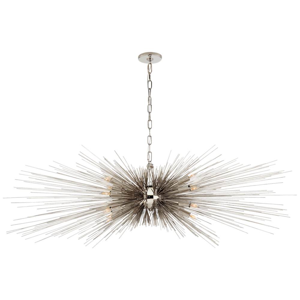 Visual Comfort Signature Collection Strada Large Linear Chandelier in Polished Nickel