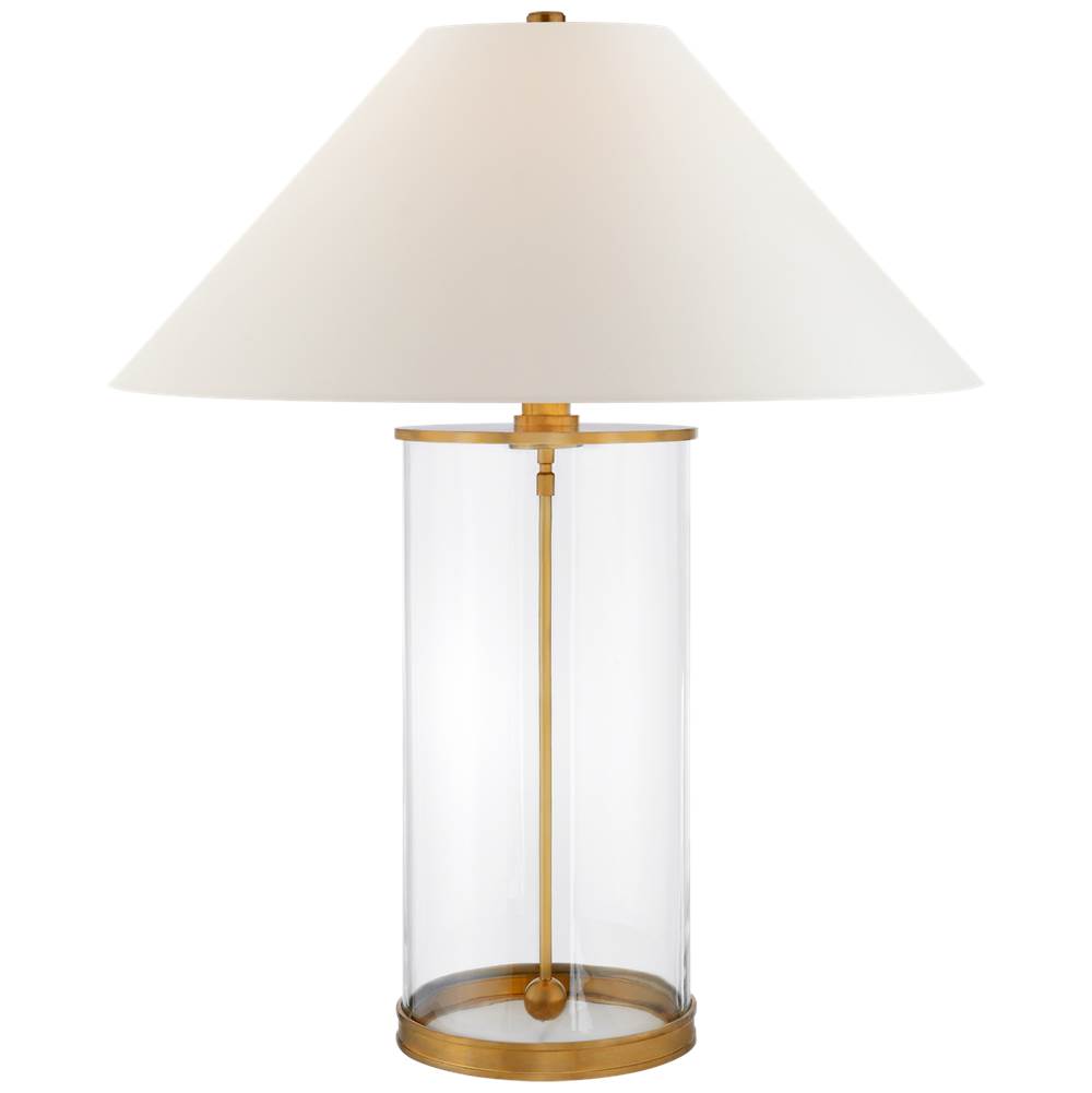 Visual Comfort Signature Collection Modern Table Lamp in Natural Brass with White Paper Shade