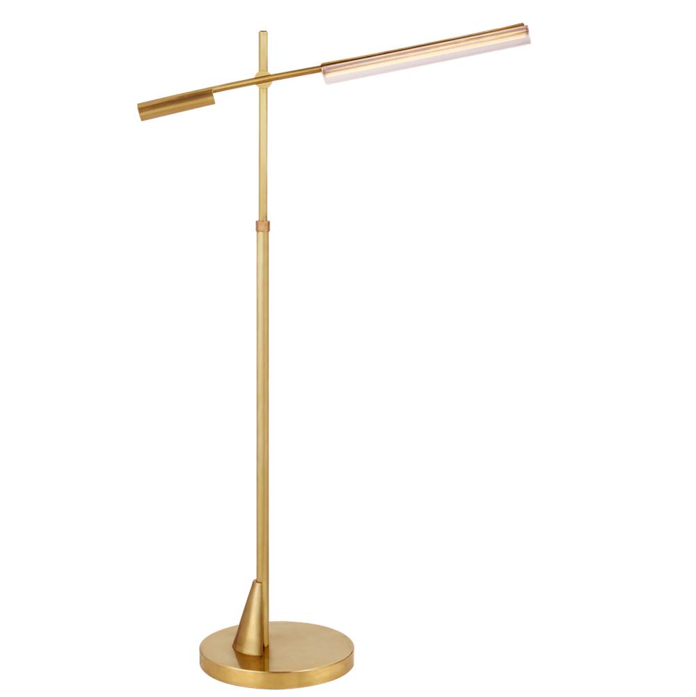 Visual Comfort Signature Collection Daley Adjustable Floor Lamp in Natural Brass with Clear Acrylic