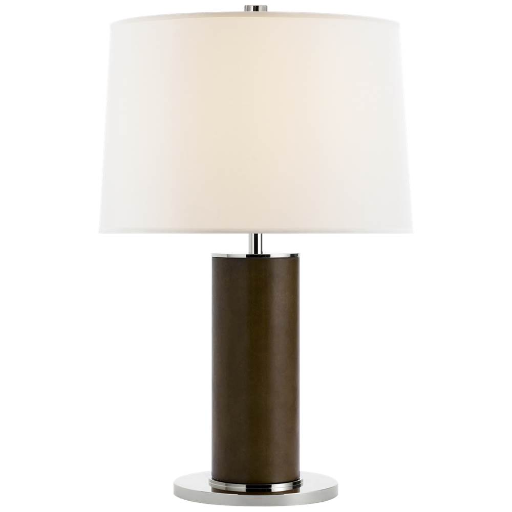 Visual Comfort Signature Collection Beckford Table Lamp in Chocolate with Linen Shade