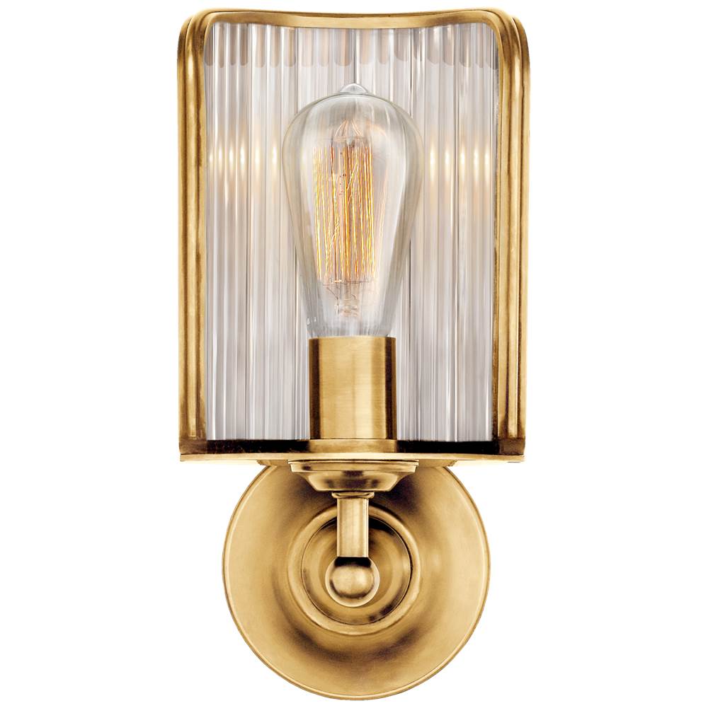 Visual Comfort Signature Collection Rivington Shield Sconce in Natural Brass with Ribbed Mirror