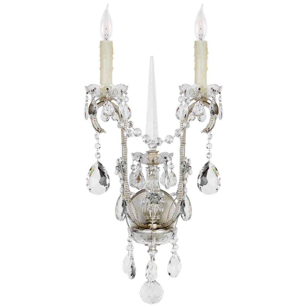 Visual Comfort Signature Collection Alessandra Large Chandelier Sconce in Antique Silver Leaf with Crystal