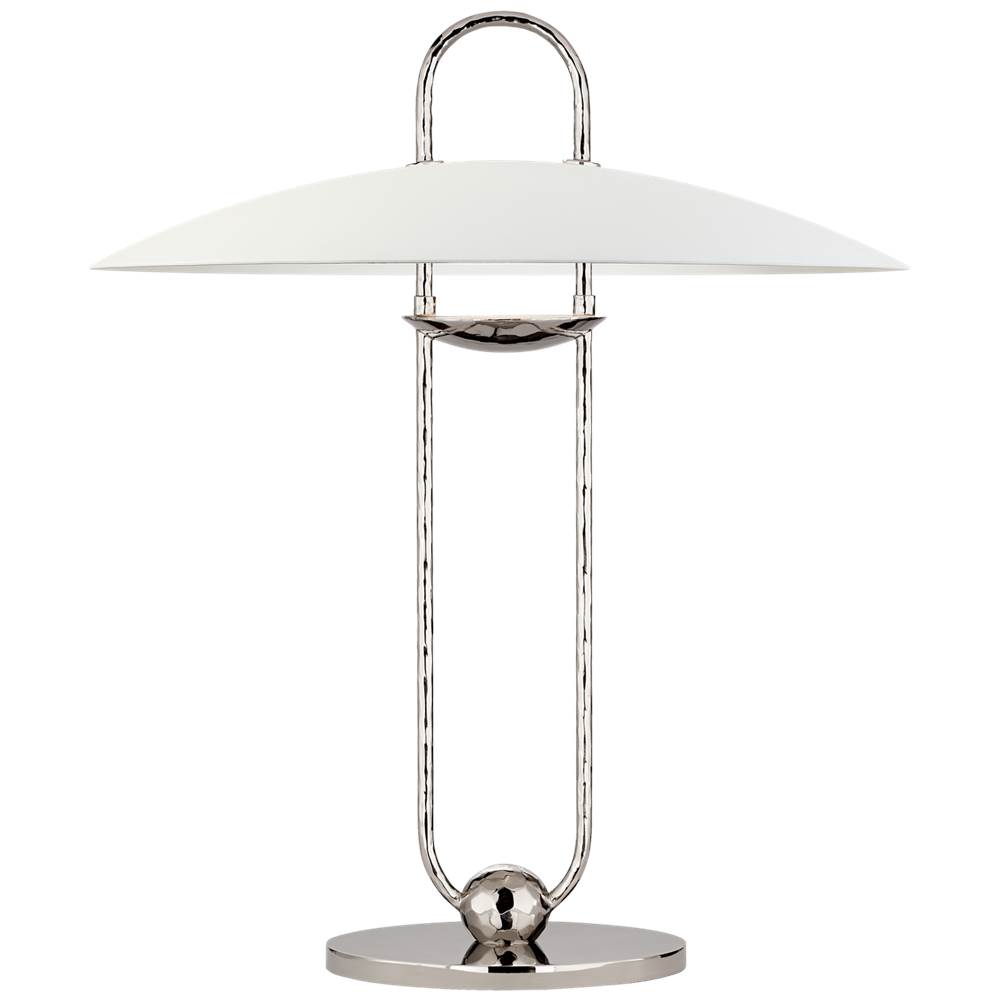 Visual Comfort Signature Collection Cara Sculpted Table Lamp in Polished Nickel with Plaster White Shade