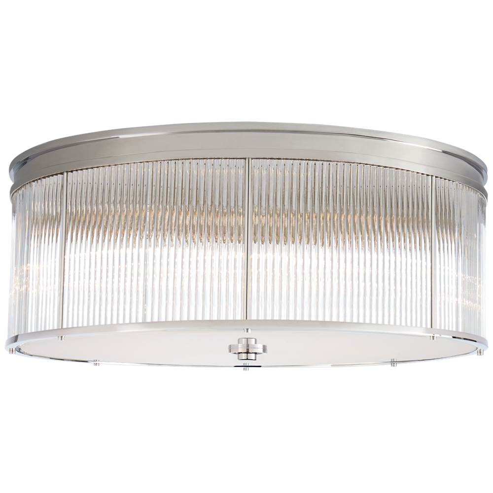 Visual Comfort Signature Collection Allen Grande Flush Mount in Polished Nickel and Glass Rods with White Glass
