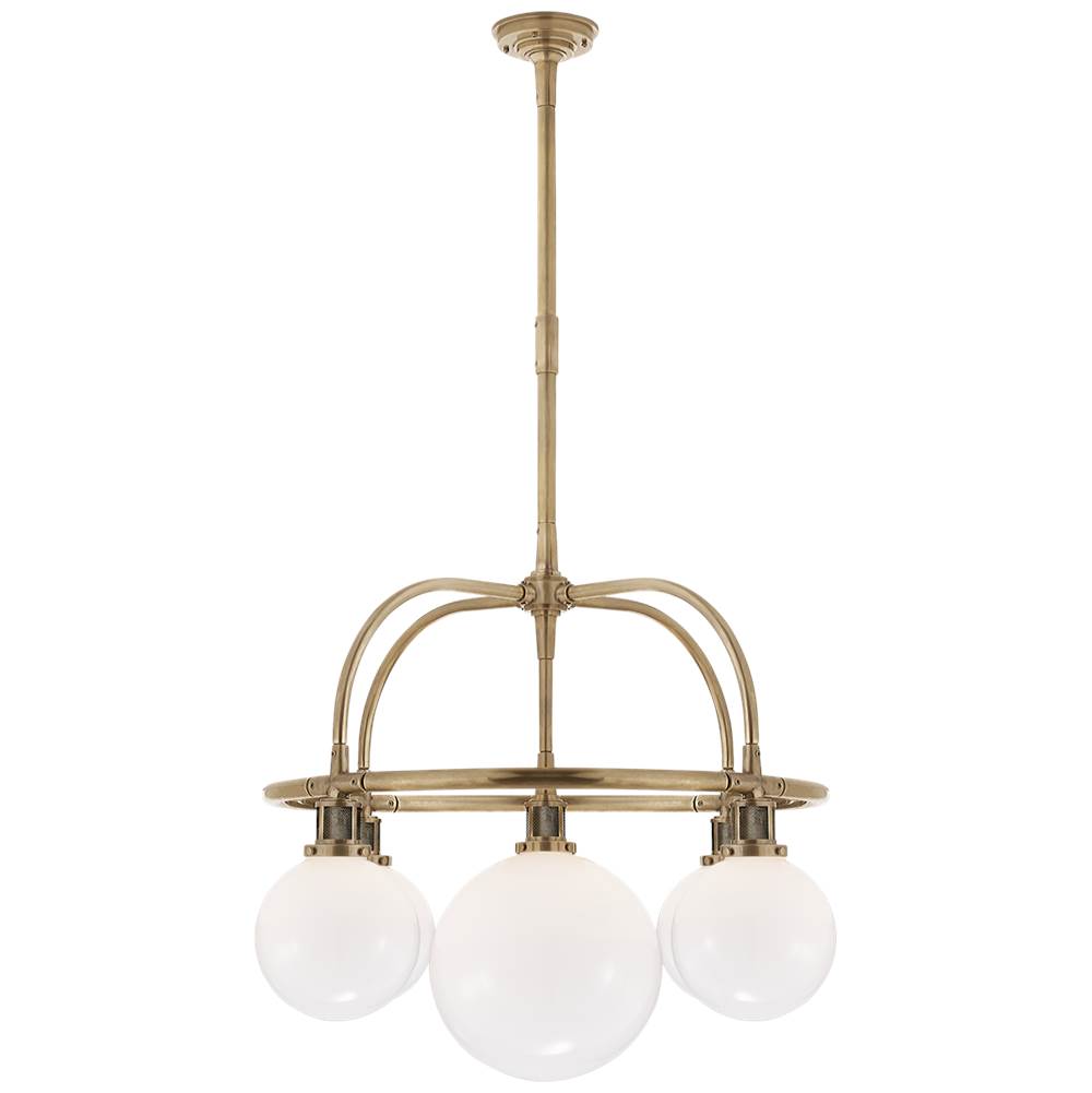 Visual Comfort Signature Collection McCarren Single Tier Chandelier in Natural Brass with White Glass