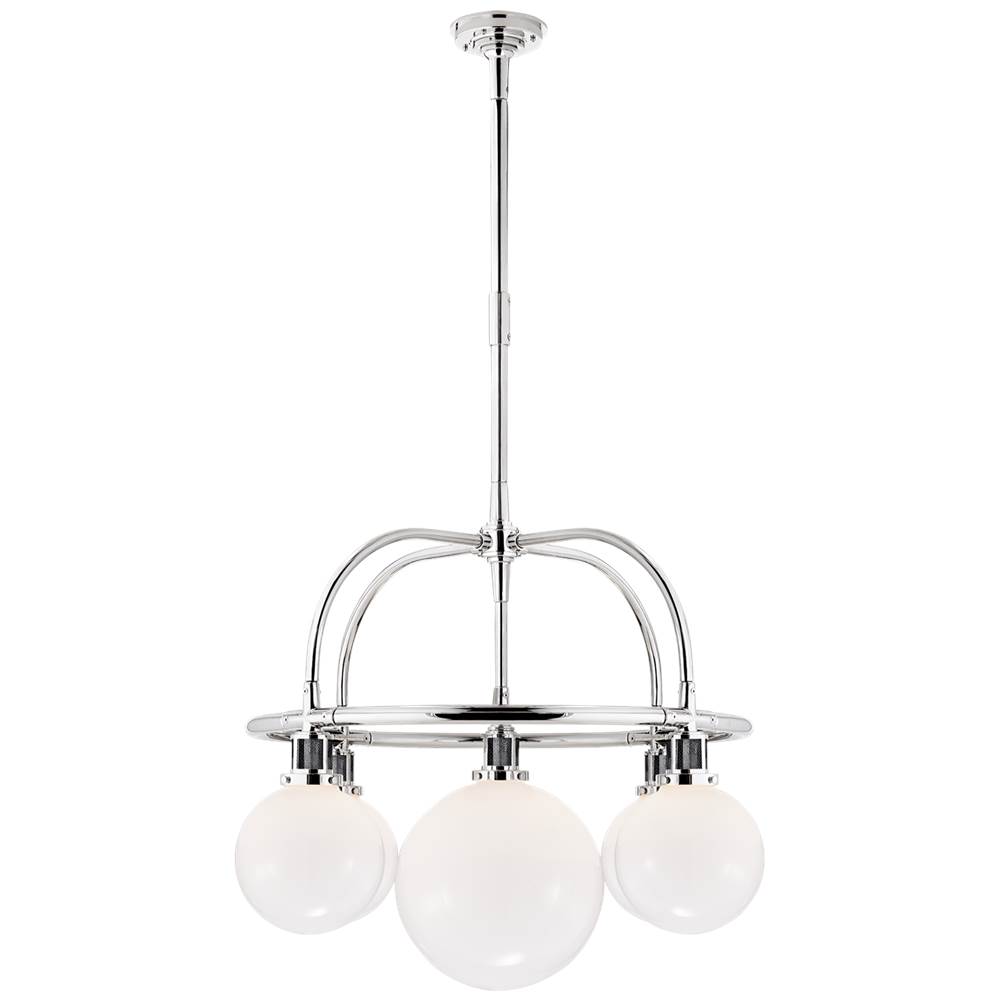 Visual Comfort Signature Collection McCarren Single Tier Chandelier in Polished Nickel with White Glass
