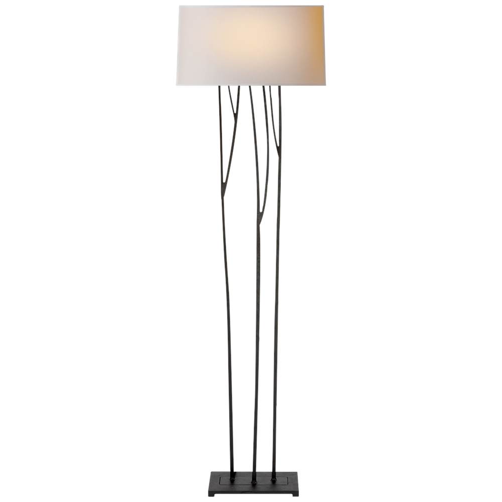 Visual Comfort Signature Collection Aspen Floor Lamp in Black Rust with Natural Paper Shade