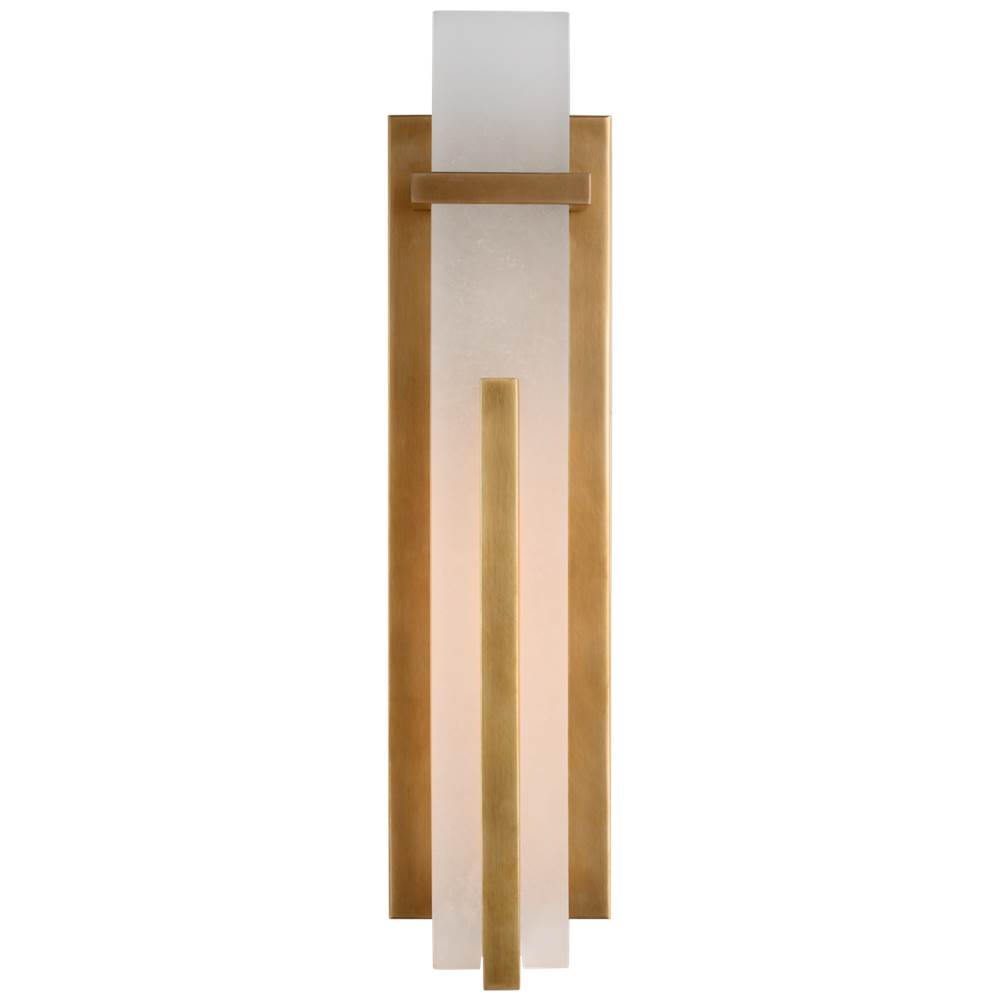 Visual Comfort Signature Collection Malik Large Sconce in Hand-Rubbed Antique Brass with Alabaster