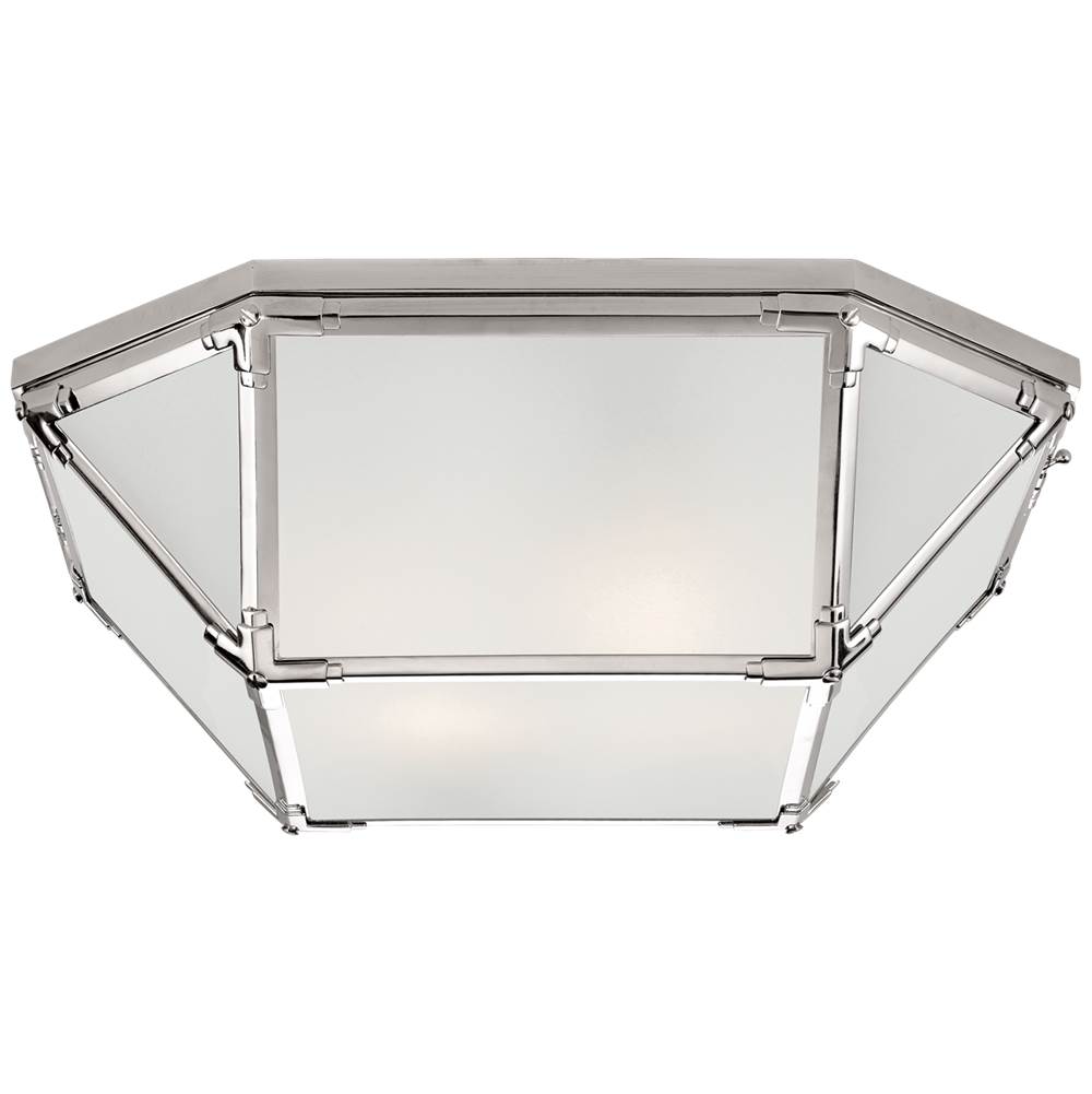 Visual Comfort Signature Collection Morris Large Flush Mount in Polished Nickel with Frosted Glass