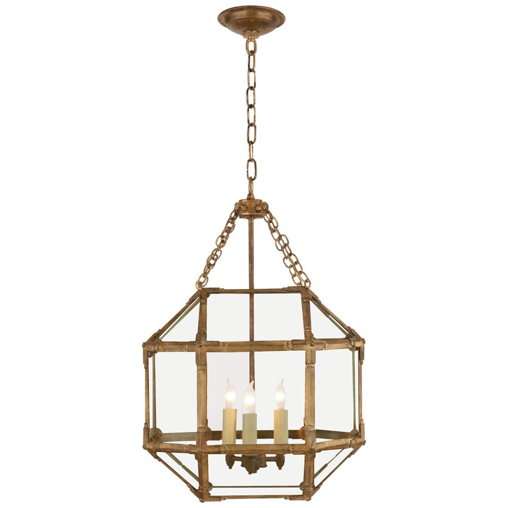 Visual Comfort Signature Collection Morris Small Lantern in Gilded Iron with Clear Glass