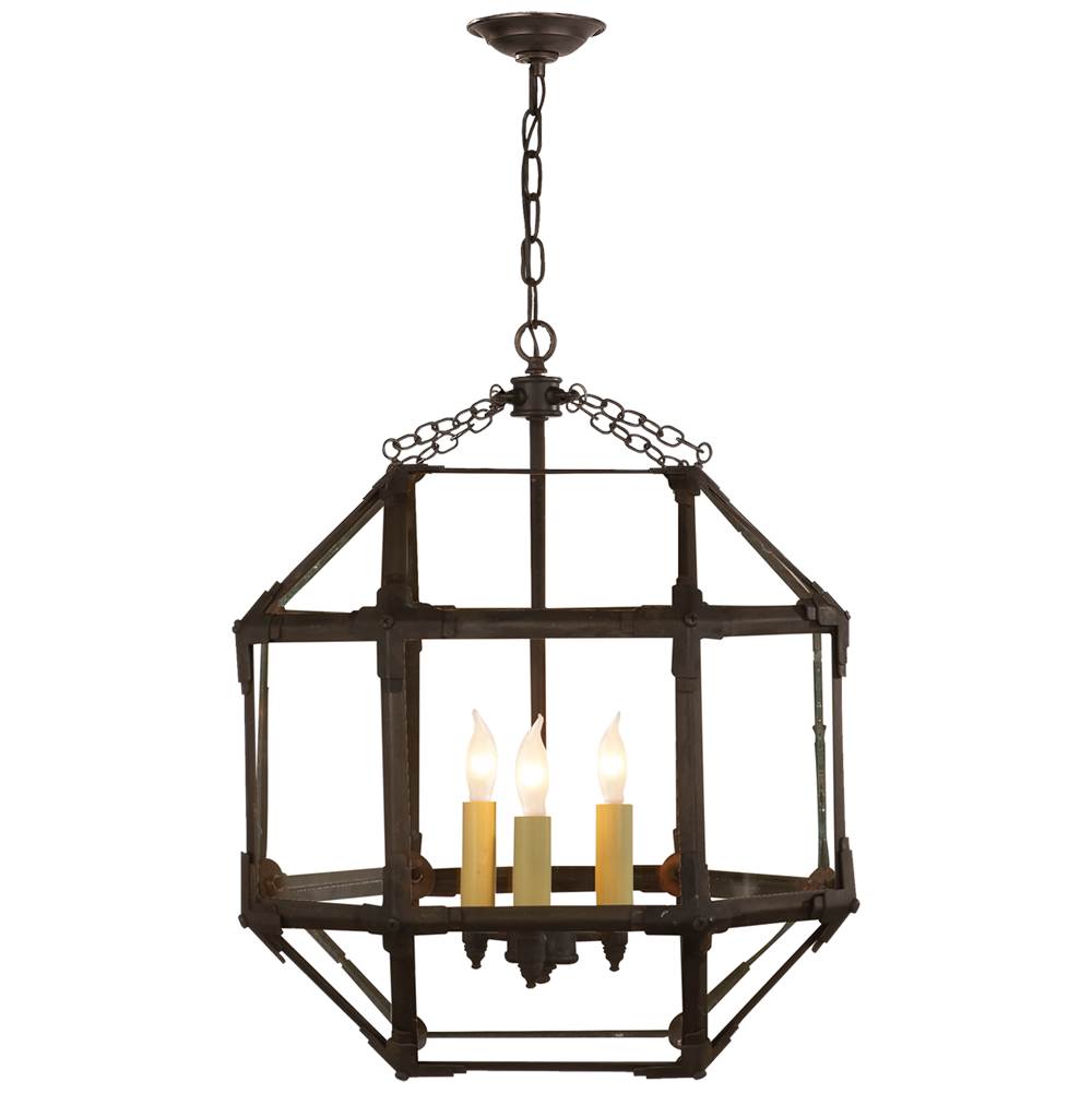 Visual Comfort Signature Collection Morris Medium Lantern in Antique Zinc with Clear Glass