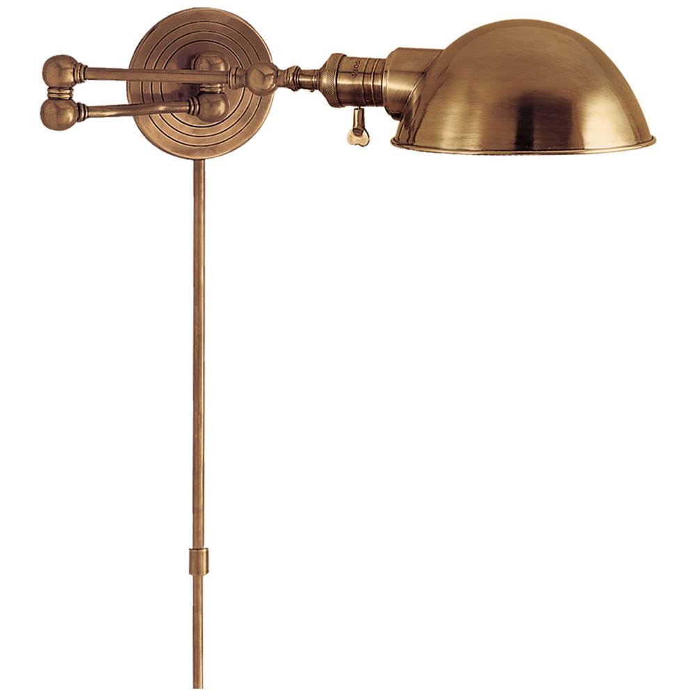 Visual Comfort Signature Collection Boston Swing Arm in Hand-Rubbed Antique Brass with SLG Shade