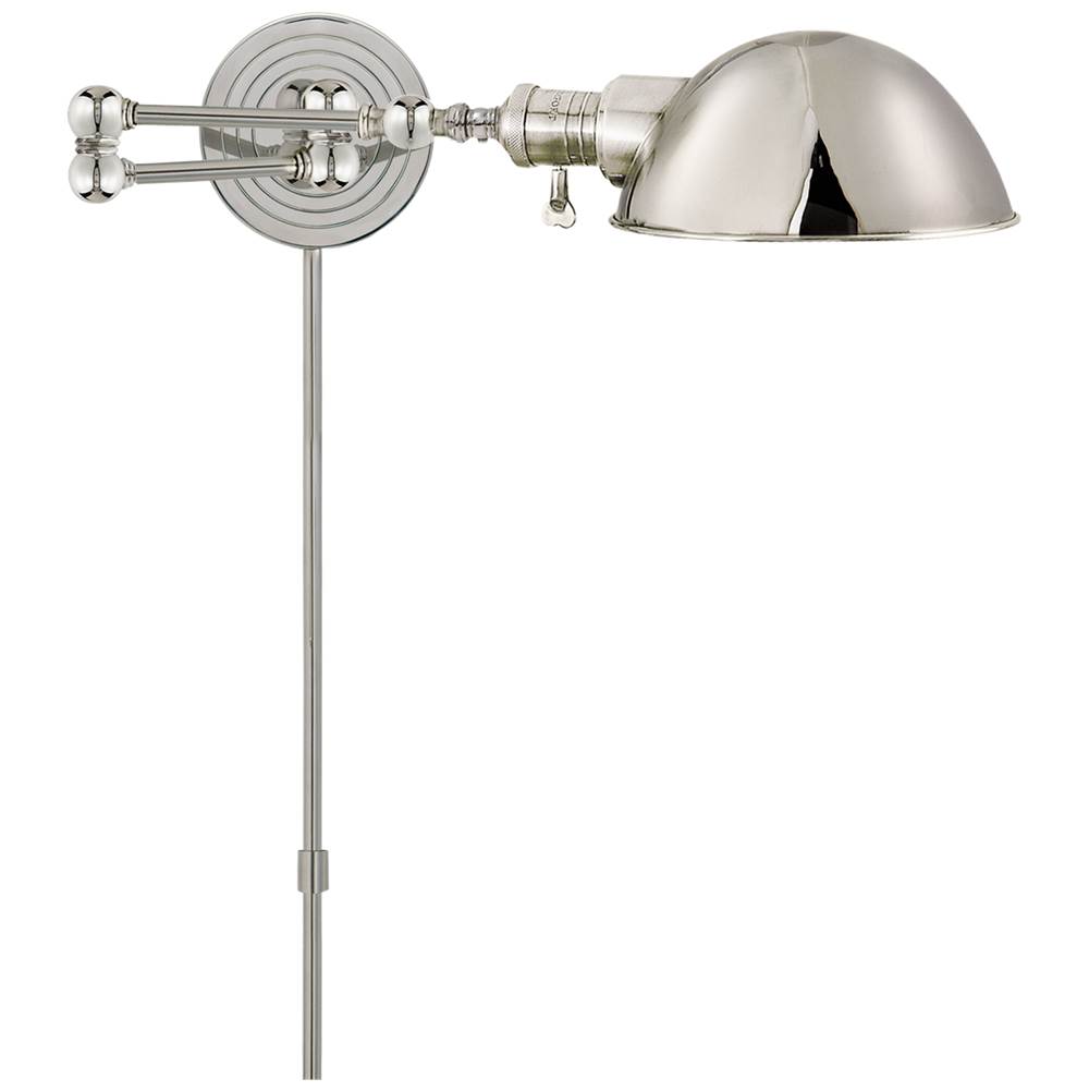 Visual Comfort Signature Collection Boston Swing Arm in Polished Nickel with SLG Shade