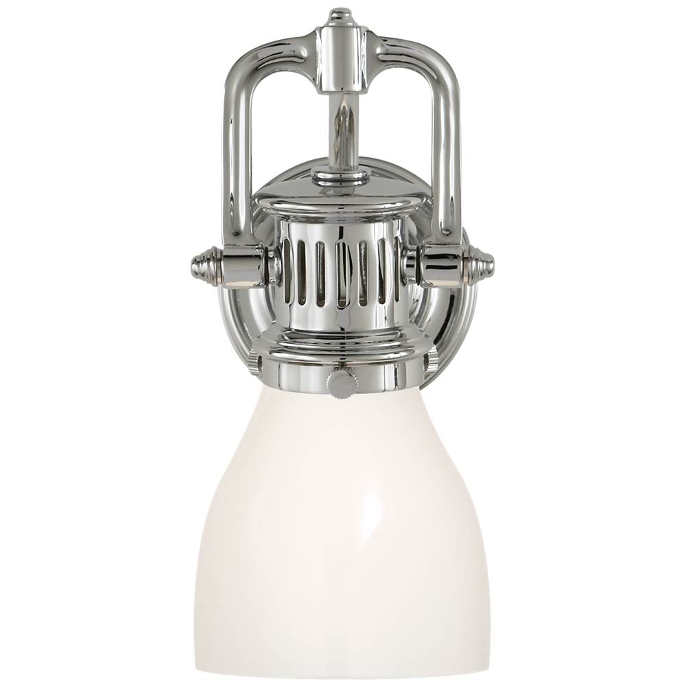 Visual Comfort Signature Collection Yoke Suspended Sconce in Polished Nickel with White Glass