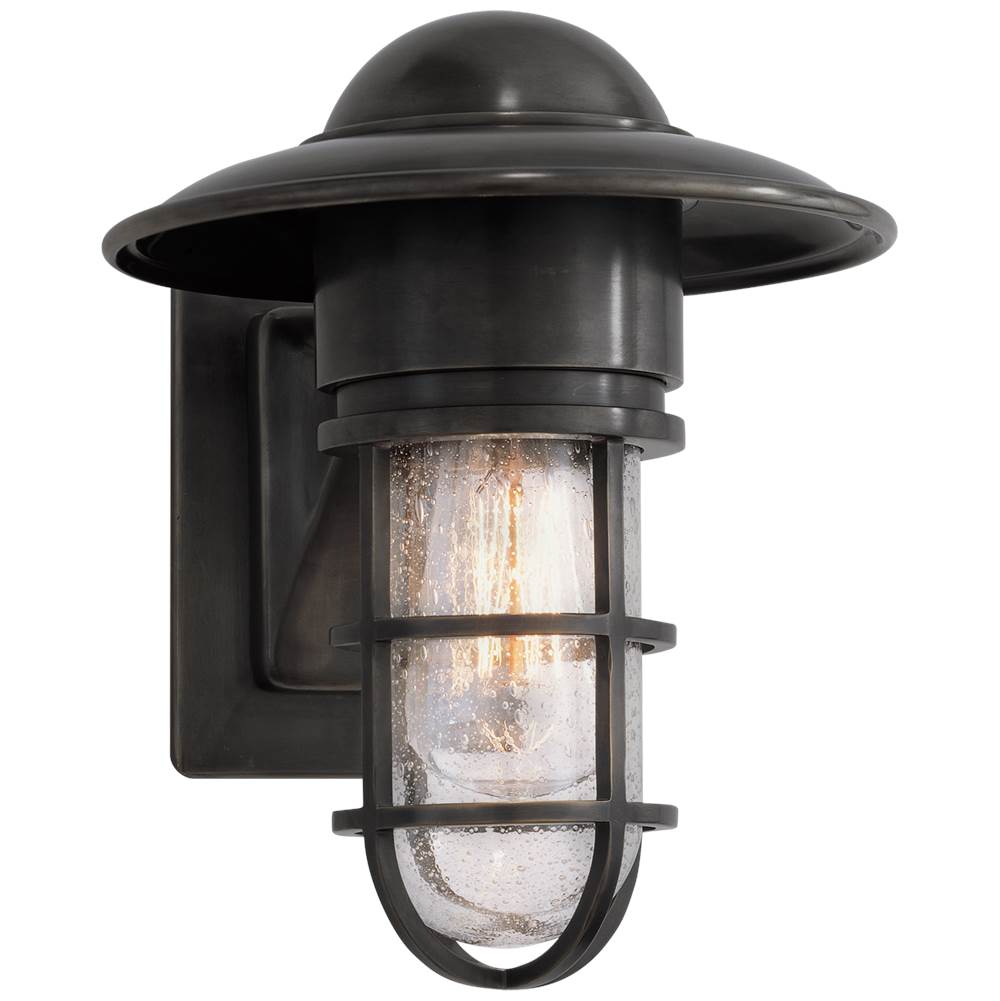 Visual Comfort Signature Collection Marine Indoor/Outdoor Wall Light in Bronze with Seeded Glass