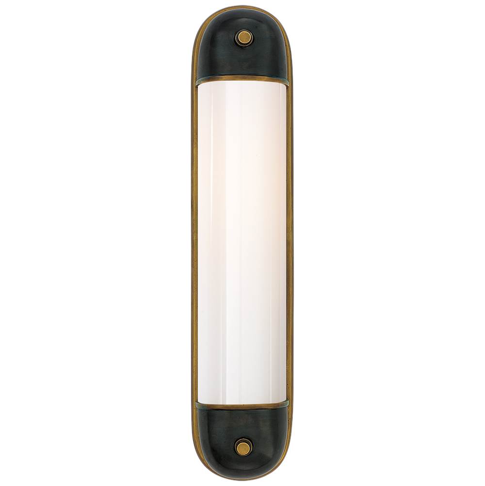 Visual Comfort Signature Collection Selecta Long Sconce in Bronze and Hand-Rubbed Antique Brass with White Glass
