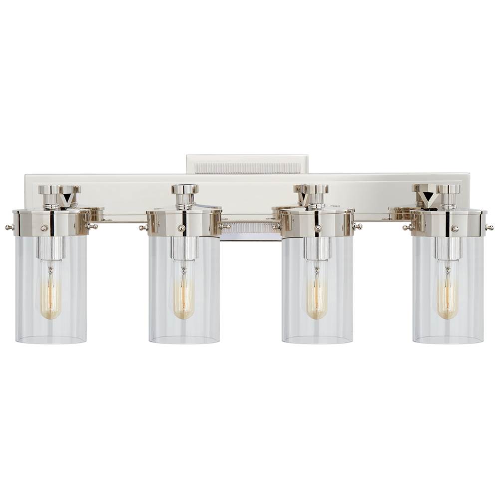 Visual Comfort Signature Collection Marais Four-Light Bath Sconce in Polished Nickel with Clear Glass