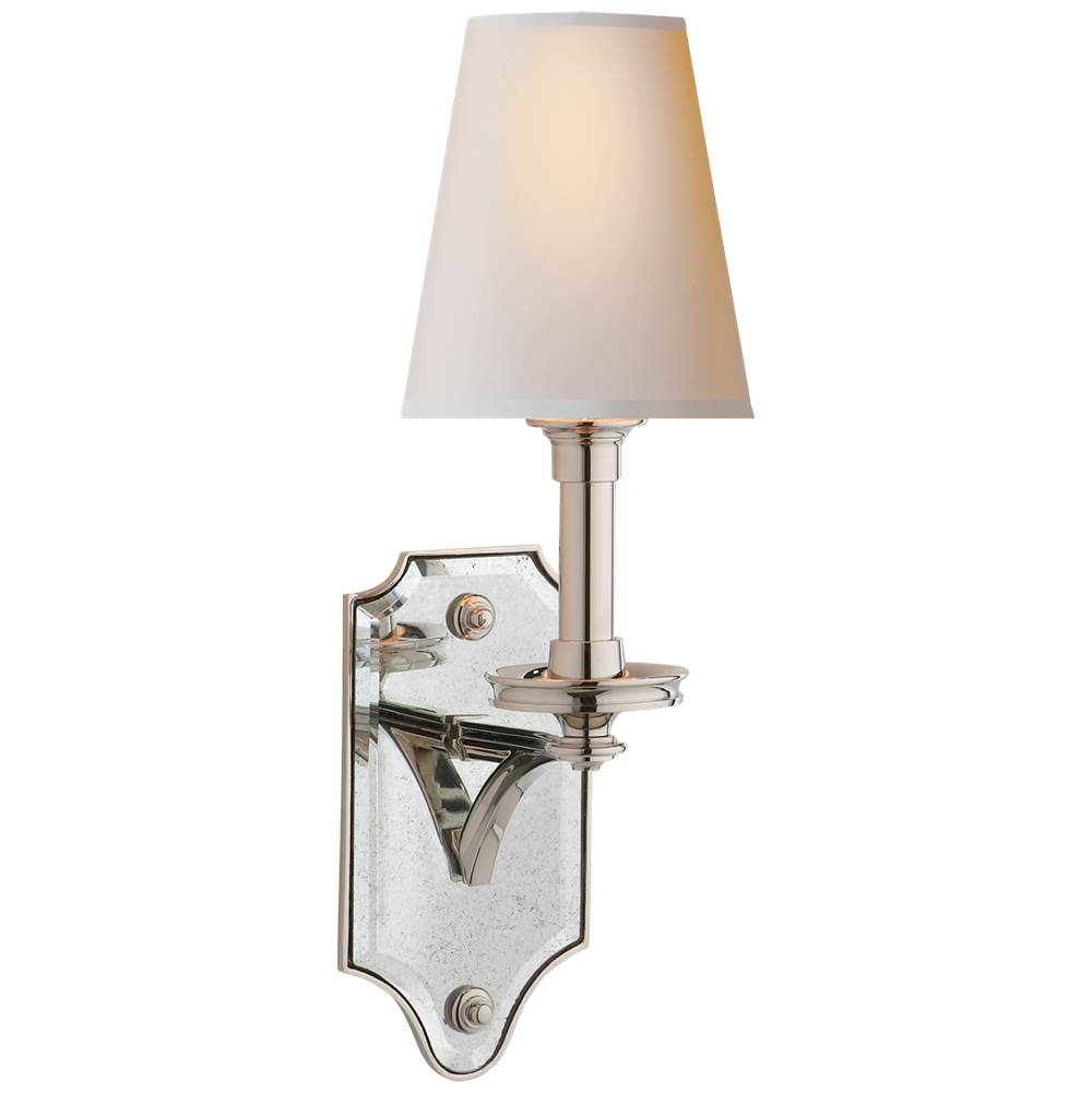 Visual Comfort Signature Collection Verona Mirrored Sconce in Polished Nickel with Natural Paper Shade
