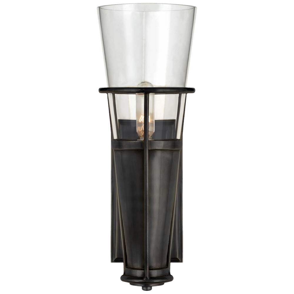 Visual Comfort Signature Collection Robinson Single Sconce in Bronze with Clear Glass