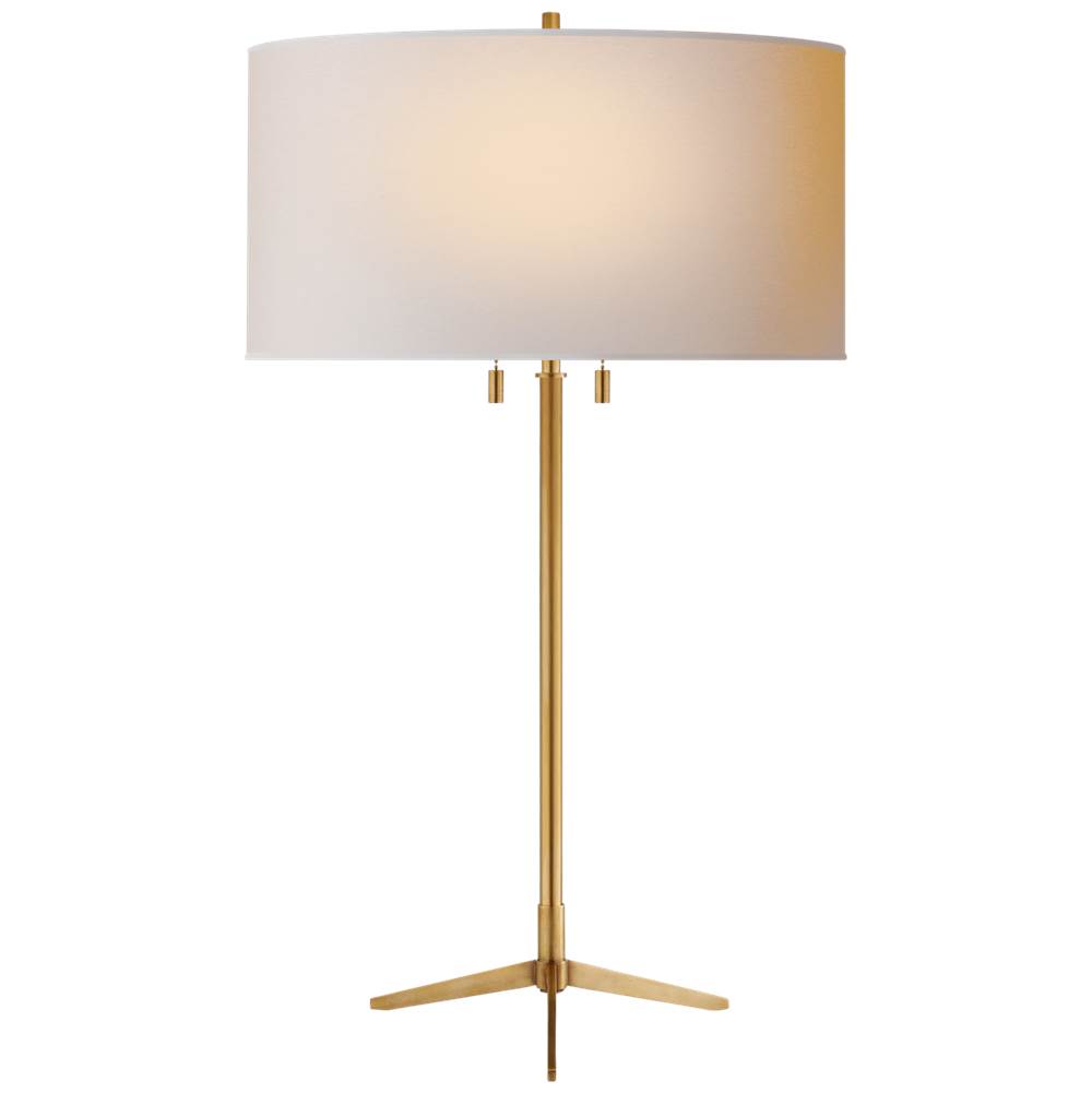 Visual Comfort Signature Collection Caron Table Lamp in Hand-Rubbed Antique Brass with Natural Paper Shade