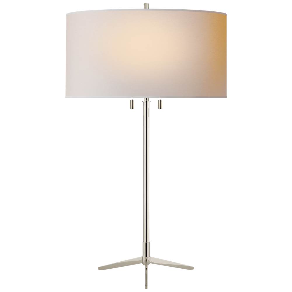 Visual Comfort Signature Collection Caron Table Lamp in Polished Nickel with Natural Paper Shade