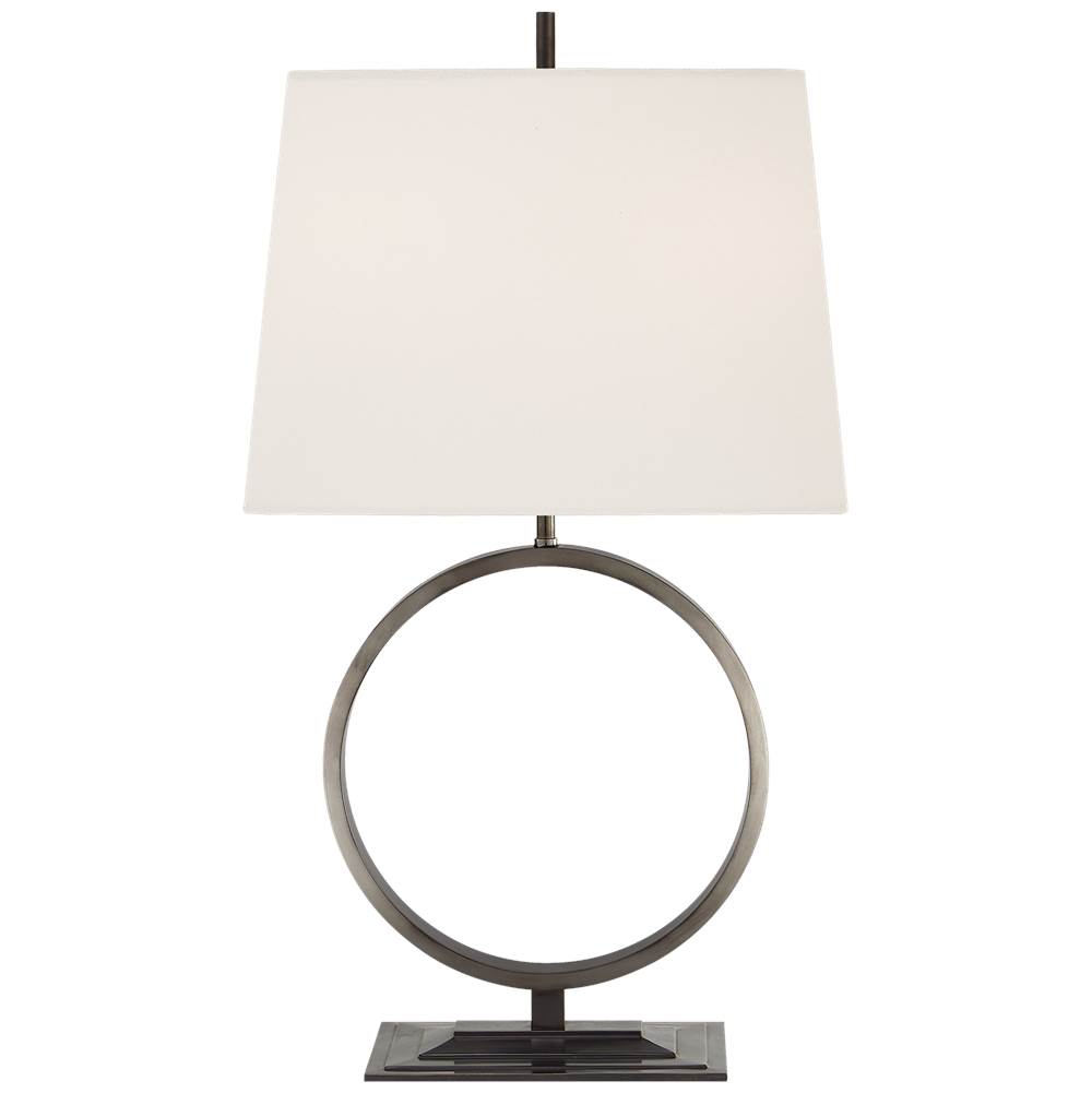 Visual Comfort Signature Collection Simone Medium Table Lamp in Bronze with Linen Shade
