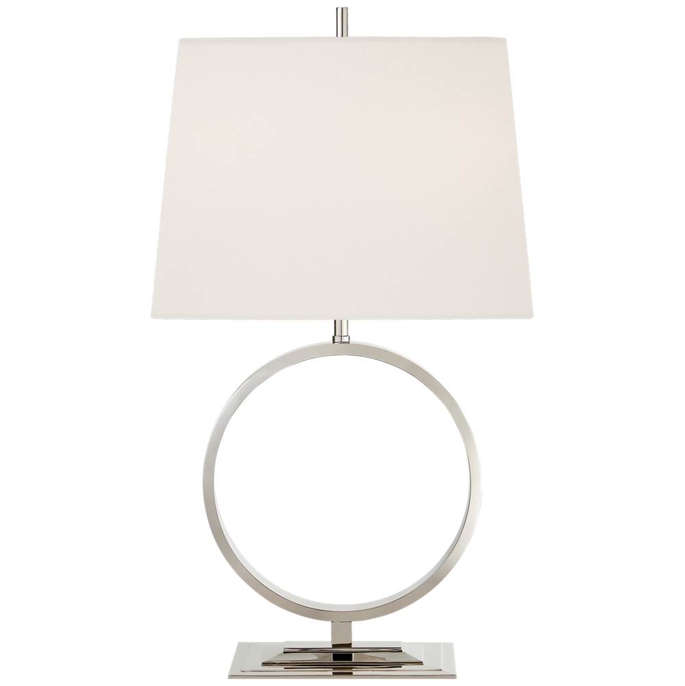Visual Comfort Signature Collection Simone Medium Table Lamp in Polished Nickel with Linen Shade