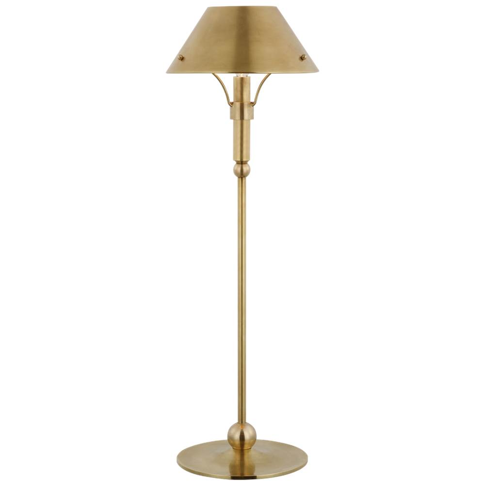 Visual Comfort Signature Collection Turlington Medium Table Lamp in Hand-Rubbed Antique Brass with Hand-Rubbed Antique Brass Shade