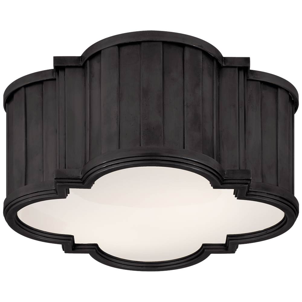 Visual Comfort Signature Collection Tilden Small Flush Mount in Bronze with White Glass