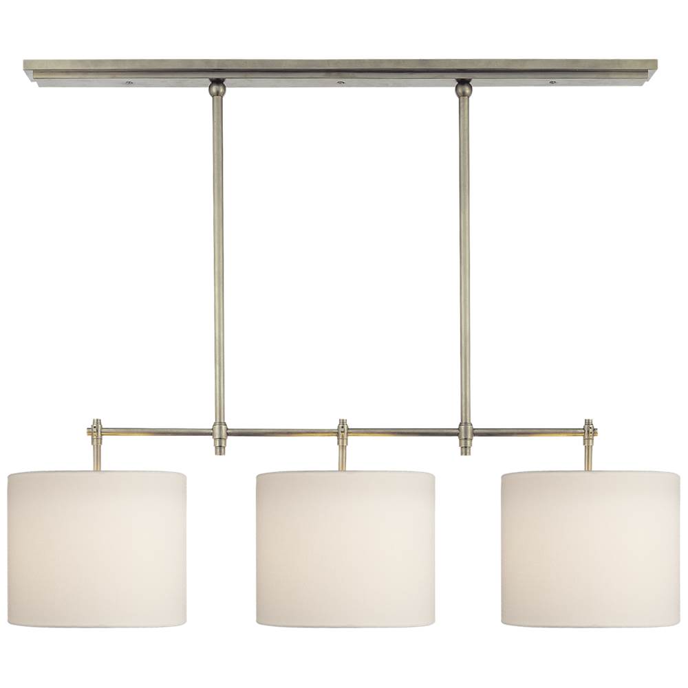 Visual Comfort Signature Collection Bryant Small Billiard in Antique Nickel with Linen Shades