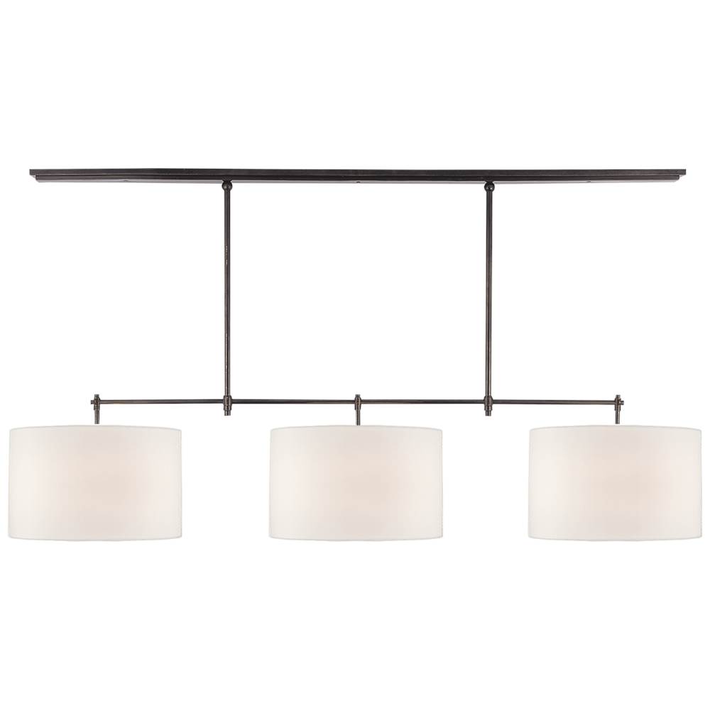 Visual Comfort Signature Collection Bryant Large Billiard in Bronze with Linen Shades