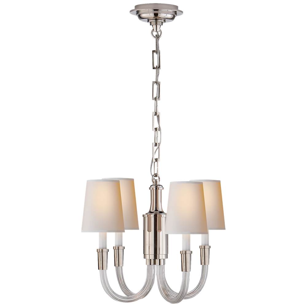 Visual Comfort Signature Collection Vivian Mini Chandelier in Polished Nickel with Natural Paper Shades