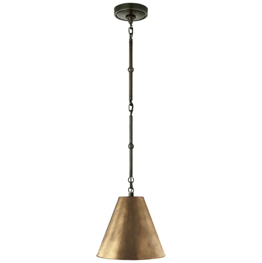 Visual Comfort Signature Collection Goodman Petite Hanging Shade in Bronze with Hand-Rubbed Antique Brass Shade