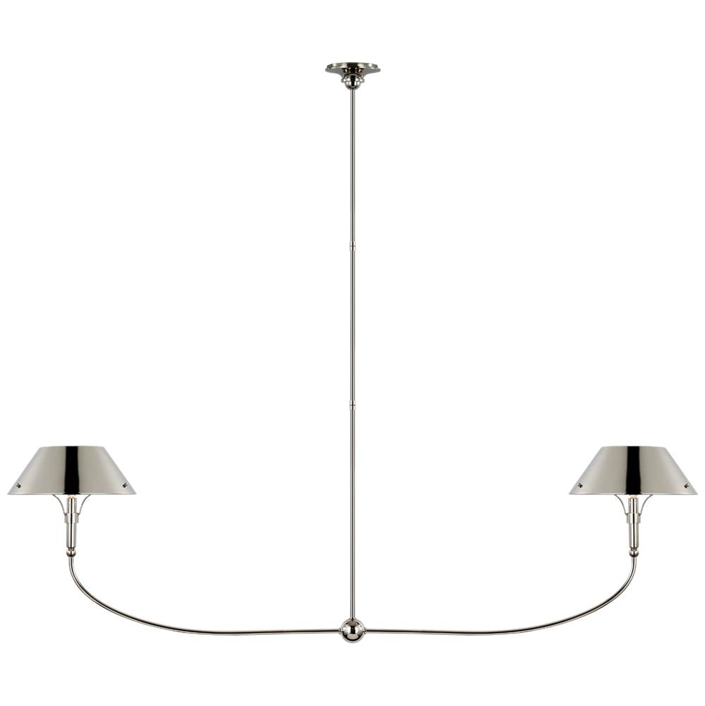 Visual Comfort Signature Collection Turlington XL Linear Chandelier in Polished Nickel with Polished Nickel Shade