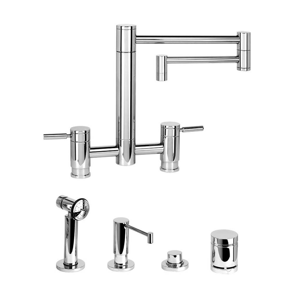 Waterstone Waterstone Hunley Bridge Faucet - 18'' Articulated Spout - 4pc. Suite