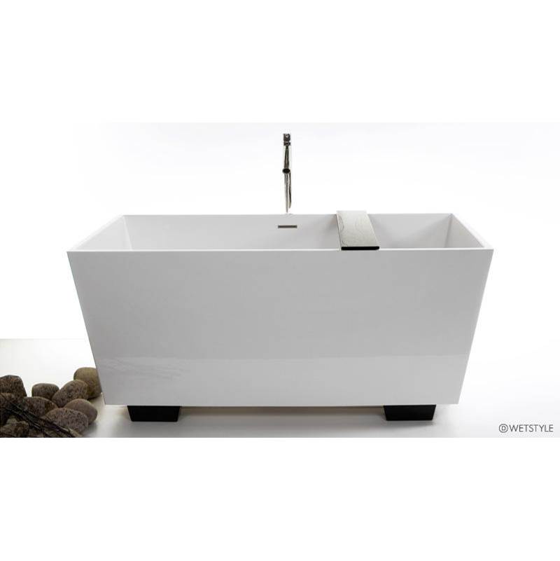 WETSTYLE Cube Bath 60 X 30 X 24.25 - Fs  - Built In Sb O/F & Drain - Copper Conn - Wetmar Bio Feet White - White True High Gloss