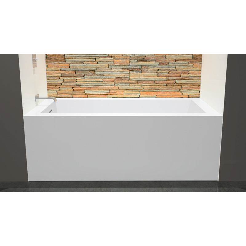 WETSTYLE Cube Bath 60 X 32 X 21 - 1 Wall - R Hand Drain - Built In Bn O/F & Drain - White True High Gloss