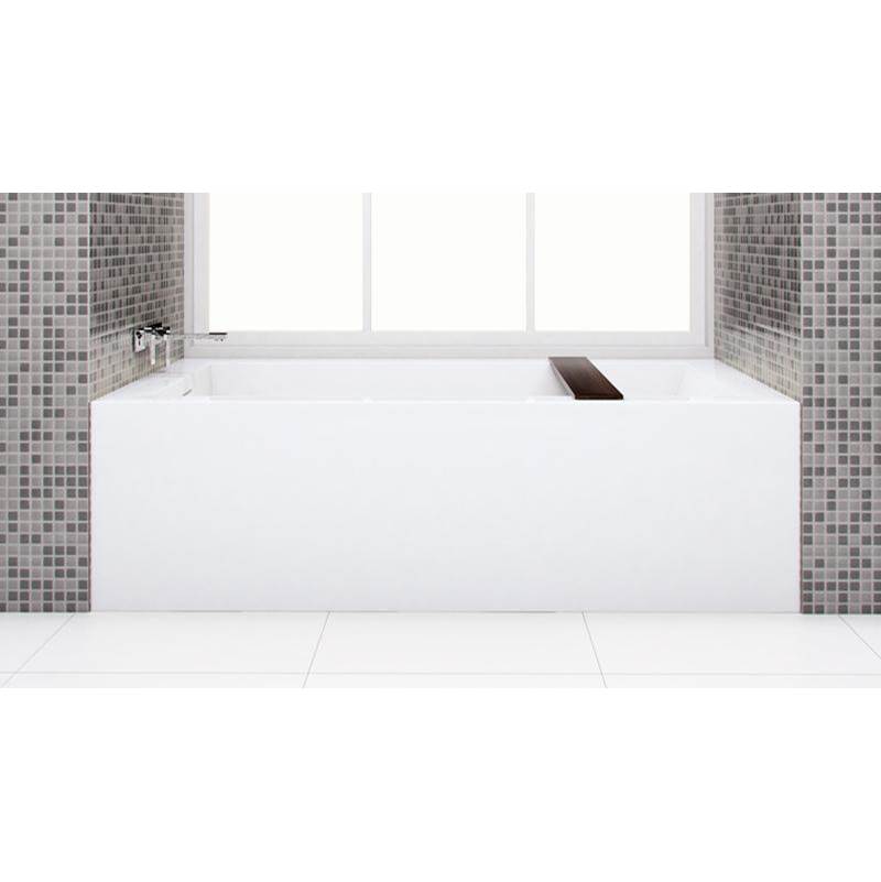 WETSTYLE Cube Bath 66 X 32 X 19.75 - 2 Walls - L Hand Drain - Built In Nt O/F & Bn Drain - Copper Con - White Matt