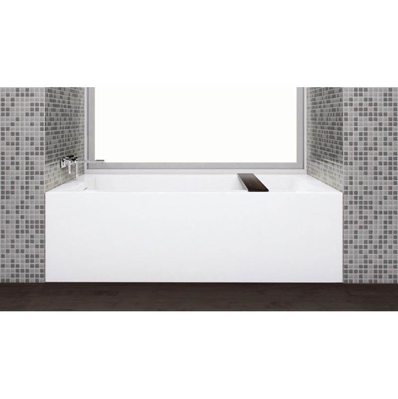WETSTYLE Cube Bath 60 X 30 X 18 - 2 Walls - R Hand Drain - Built In Mb O/F & Drain - Copper Con - White True High Gloss