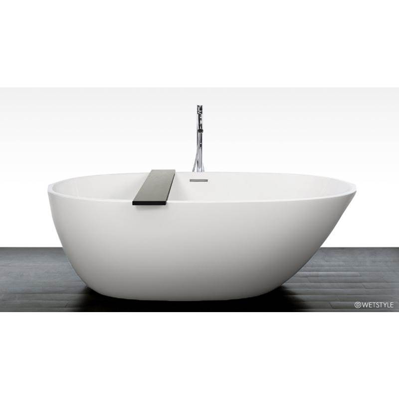 WETSTYLE Be Bath 70 X 38 X 22 - Fs  - Built In Bn O/F & Drain - Copper Conn -  Surround Wood Shelf -  Oak White - White True High Gloss