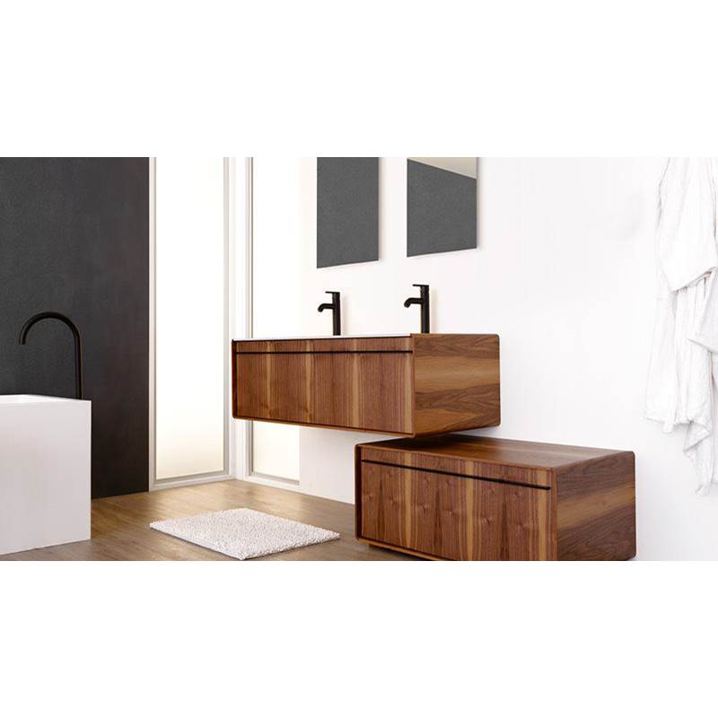 WETSTYLE Deco Vanity Freestanding 30'' - Wl Config Walnut Chocolate And White Matte Lacquer - Satin Brass Metal